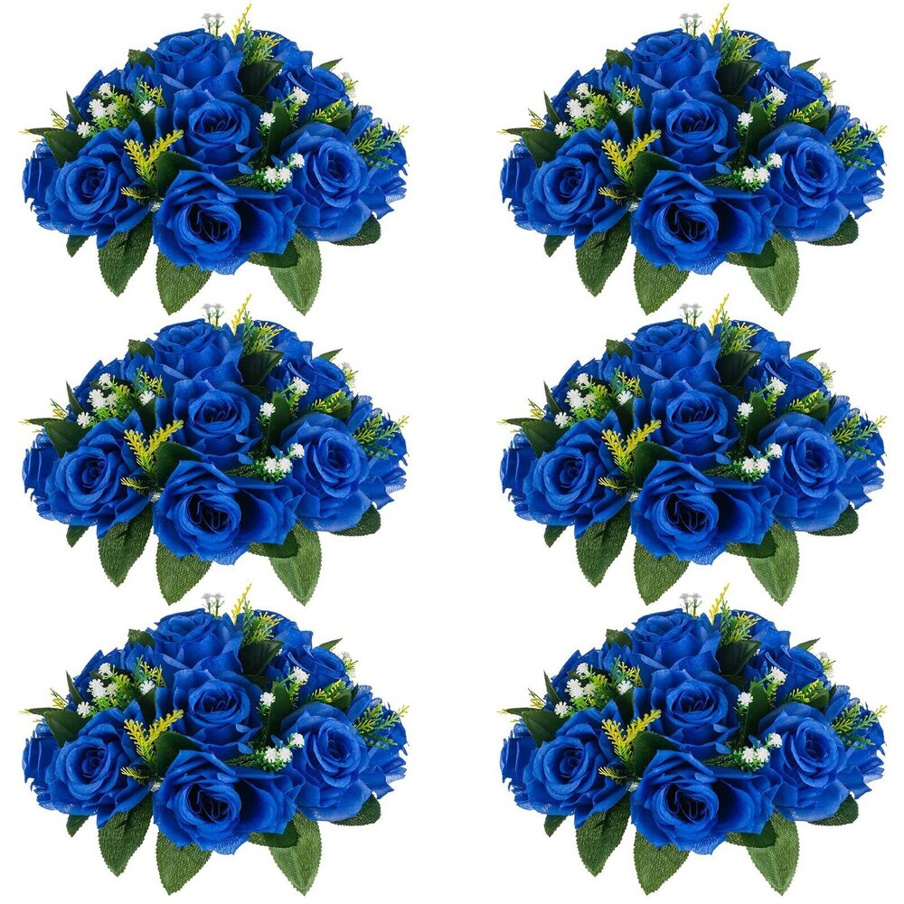 7779 Flower Ball Arrangement Bouquet - 6 Pcs 9.5 inch Diameter Royal Blue